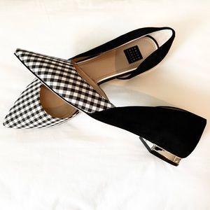 Gingham Black & White Flats - New (sz-9)